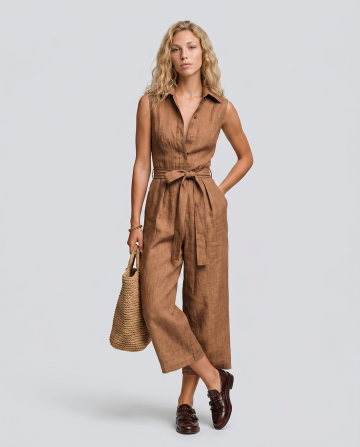 Cleo | Linen-Blend Culotte Jumpsuit
