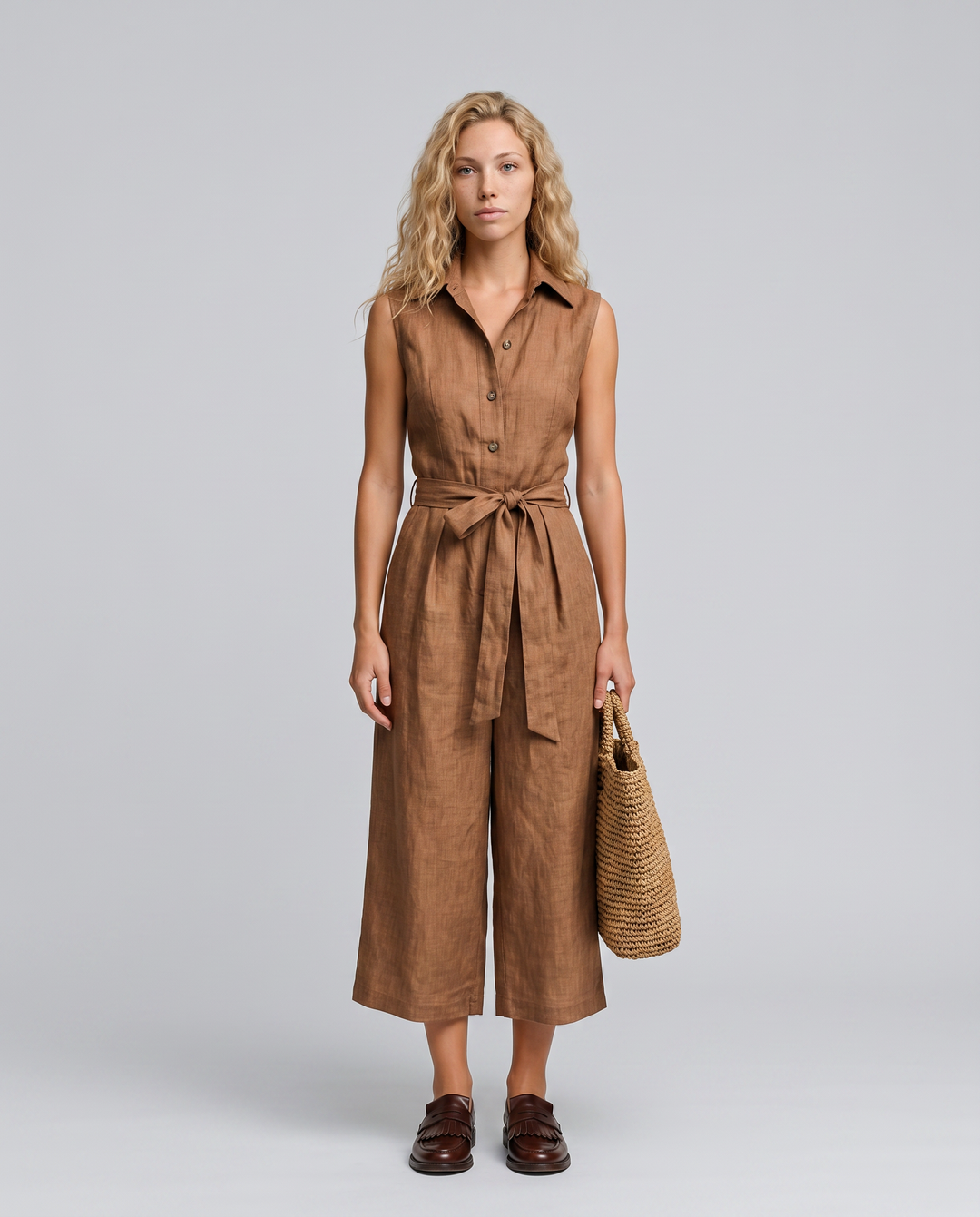 Cleo | Linen-Blend Culotte Jumpsuit