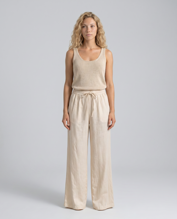 Sadie | Linen-Blend Wide-Leg Trousers