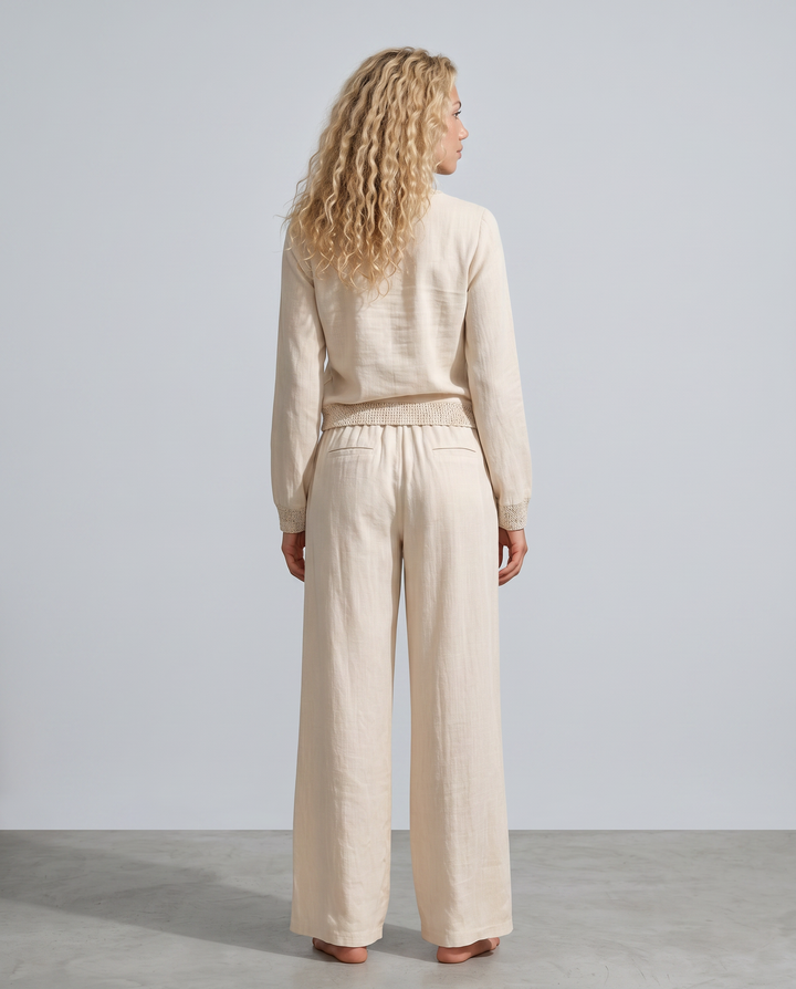 Sadie | Linen-Blend Wide-Leg Trousers