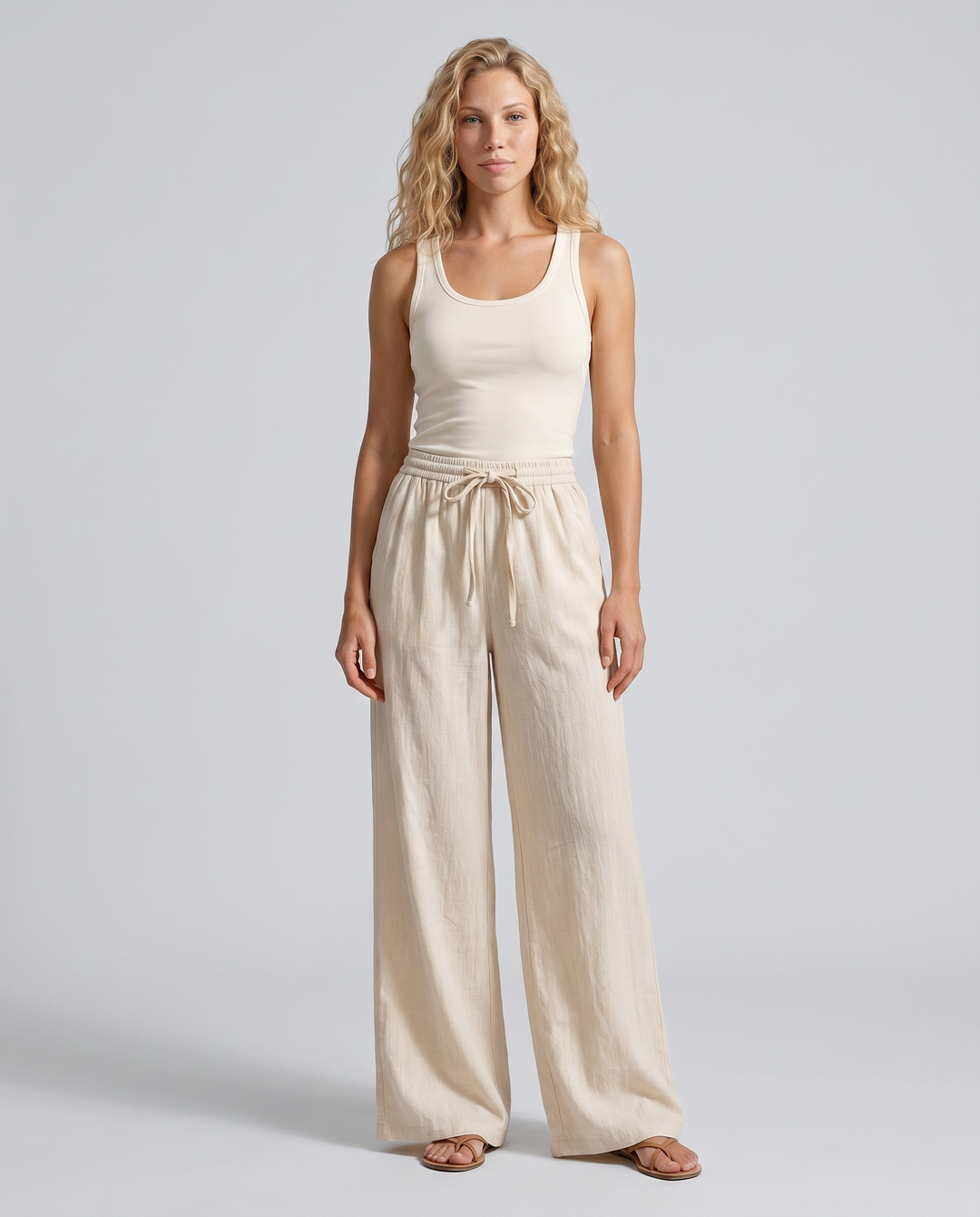 Sadie | Linen-Blend Wide-Leg Trousers
