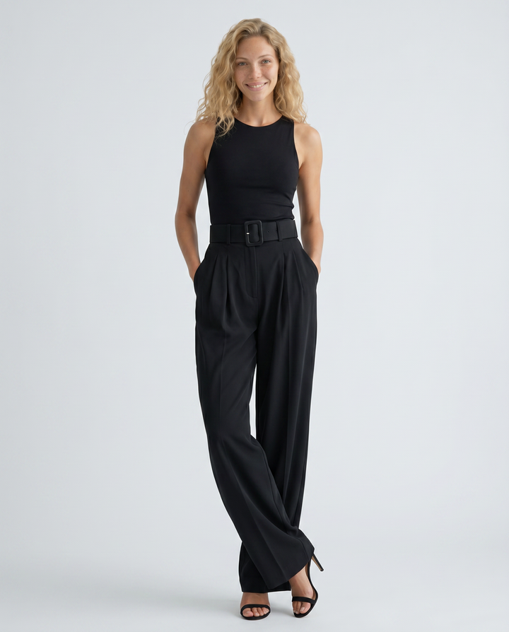 Letha | Draped Wide-Leg Trousers