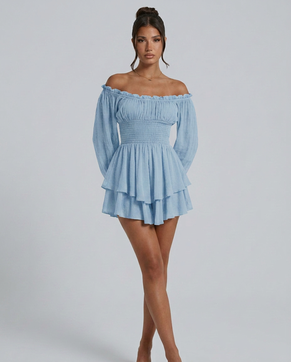 Clara | Pleated Off-Shoulder Mini Dress