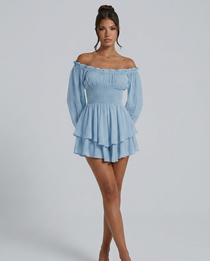 Clara | Pleated Off-Shoulder Mini Dress