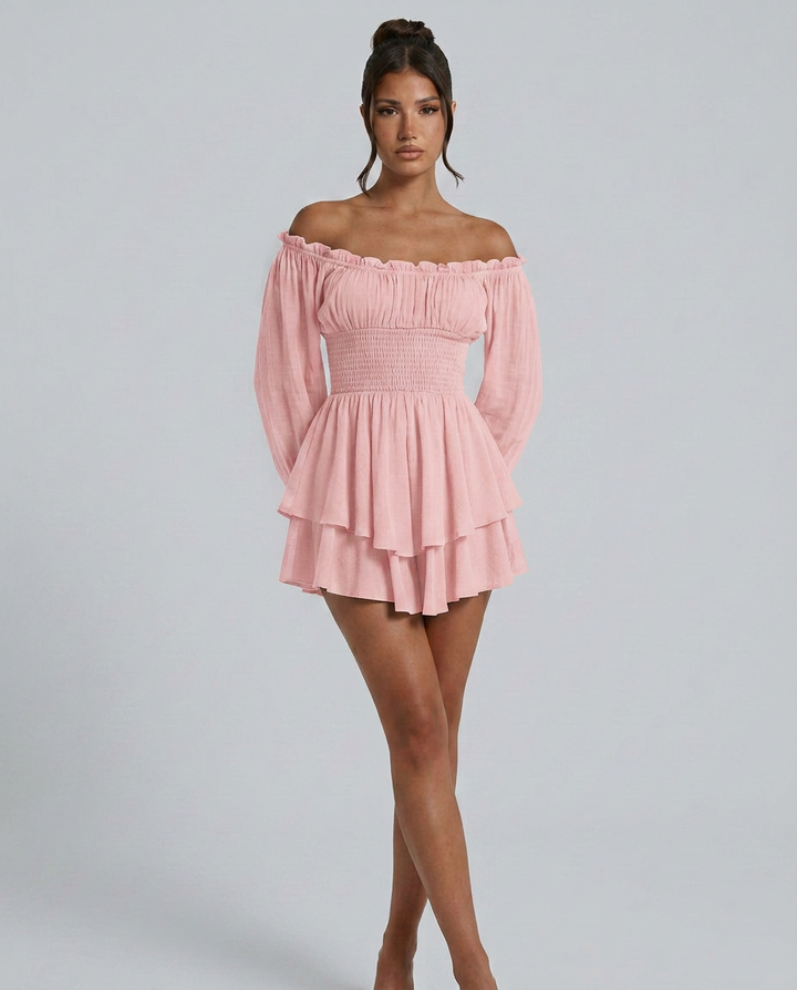Clara | Pleated Off-Shoulder Mini Dress