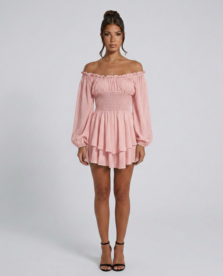 Clara | Pleated Off-Shoulder Mini Dress