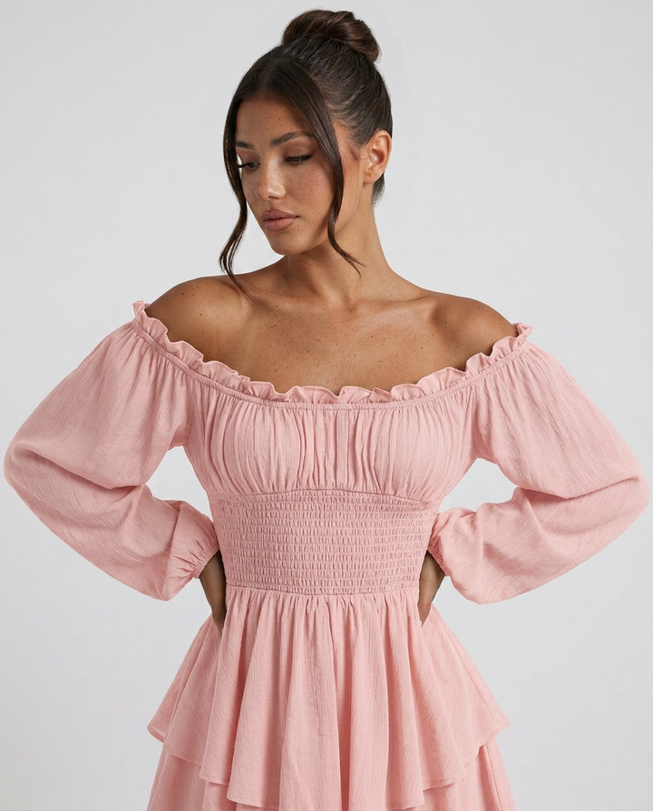 Clara | Pleated Off-Shoulder Mini Dress