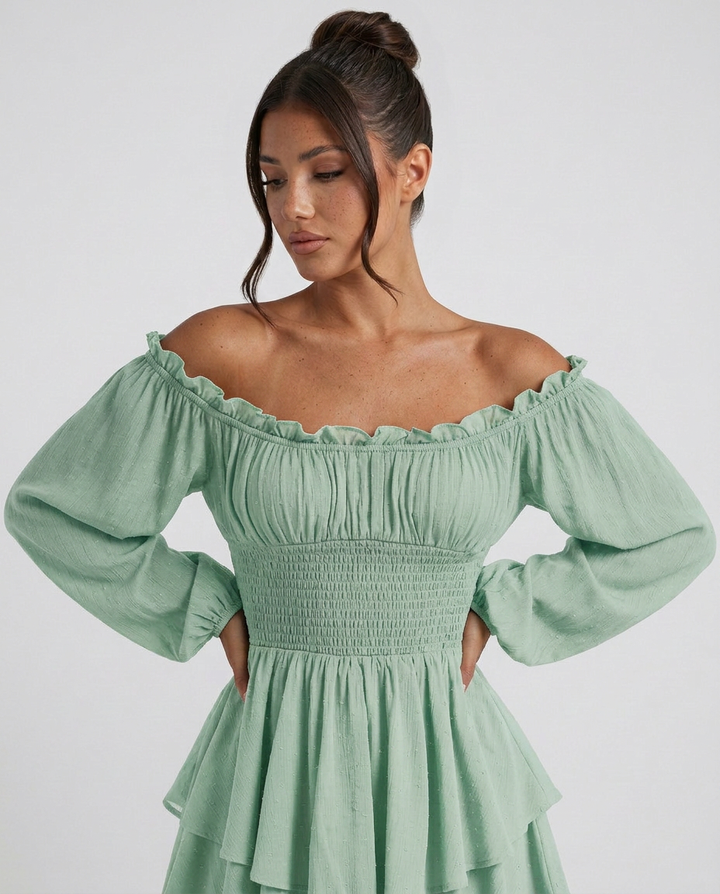 Clara | Pleated Off-Shoulder Mini Dress