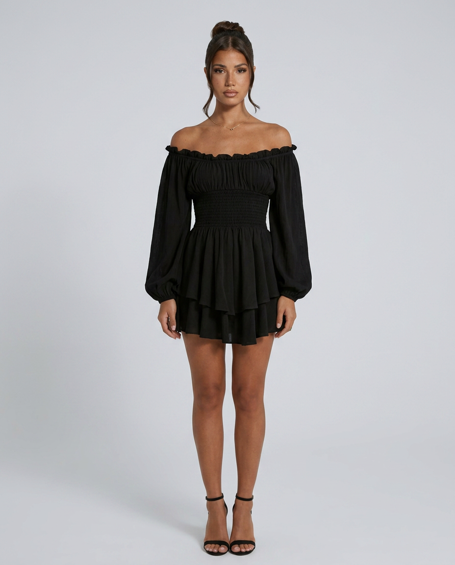 Clara | Pleated Off-Shoulder Mini Dress
