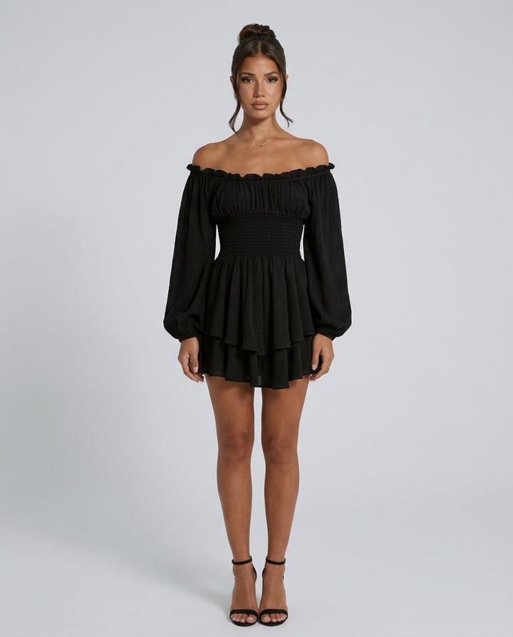 Clara | Pleated Off-Shoulder Mini Dress