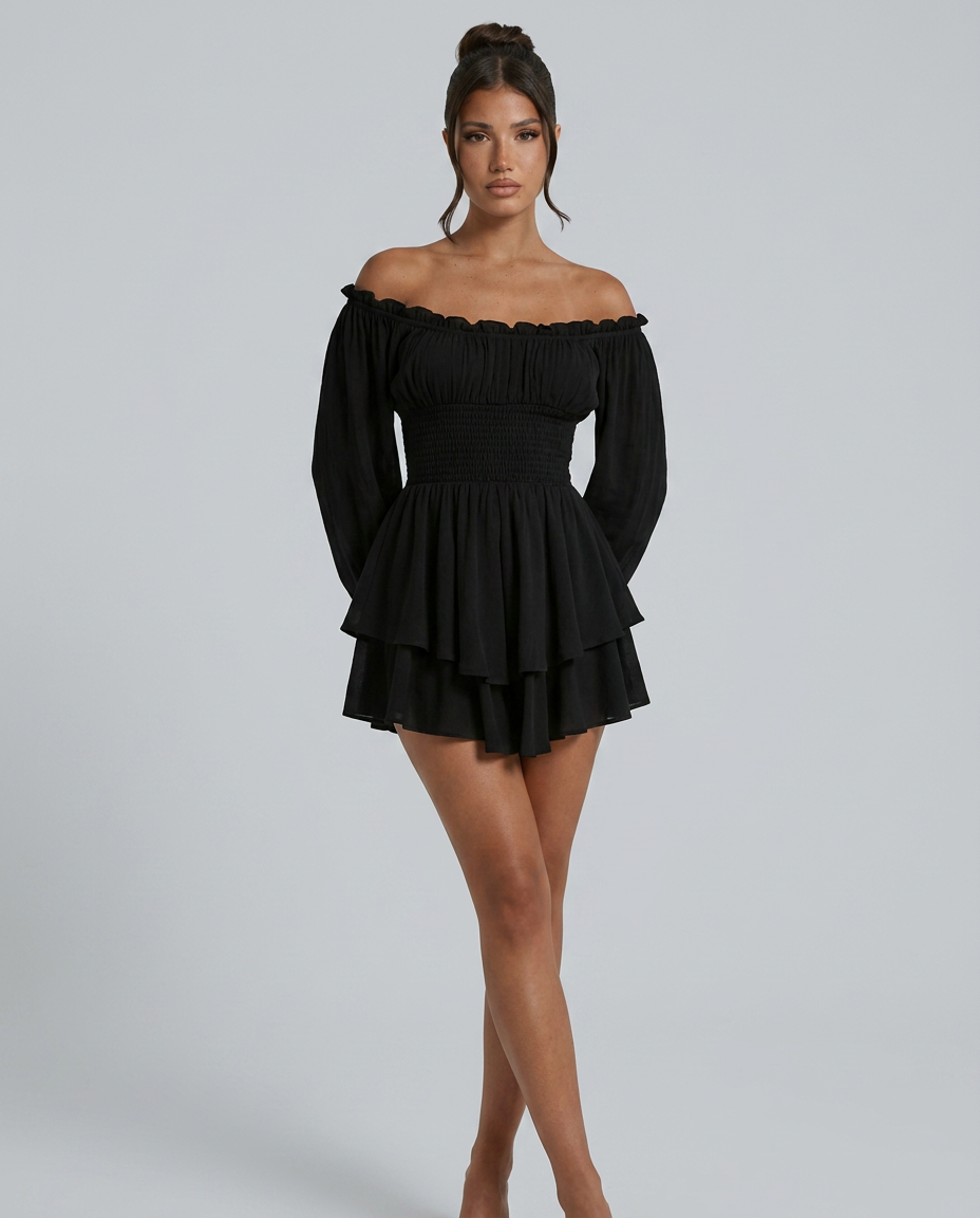 Clara | Pleated Off-Shoulder Mini Dress
