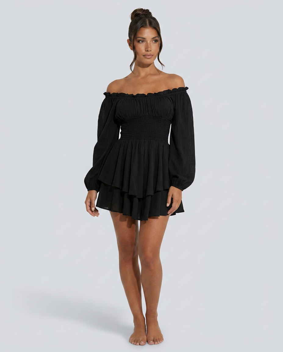 Clara | Pleated Off-Shoulder Mini Dress