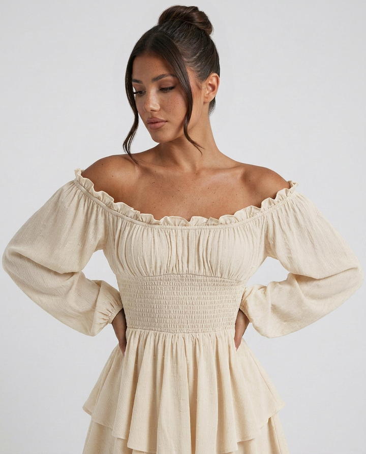 Clara | Pleated Off-Shoulder Mini Dress