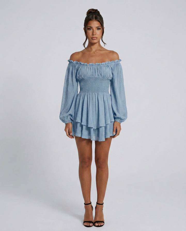 Clara | Pleated Off-Shoulder Mini Dress