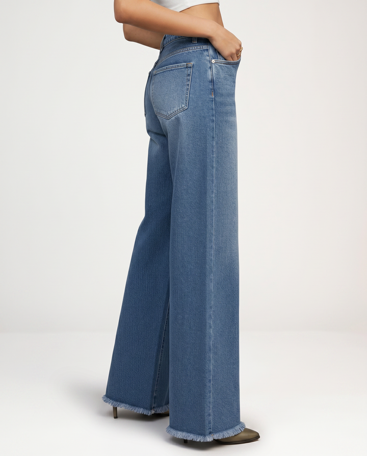 Kari | Wide-Leg Jeans with Frayed Hem