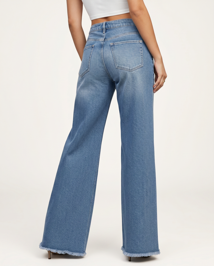 Kari | Wide-Leg Jeans with Frayed Hem