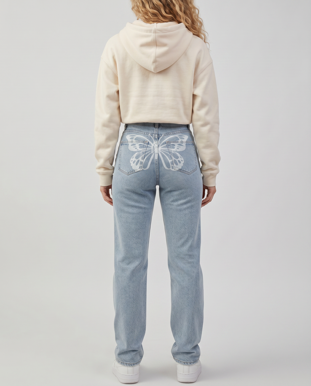 Raquel | High-Waist Jeans with Butterfly Print