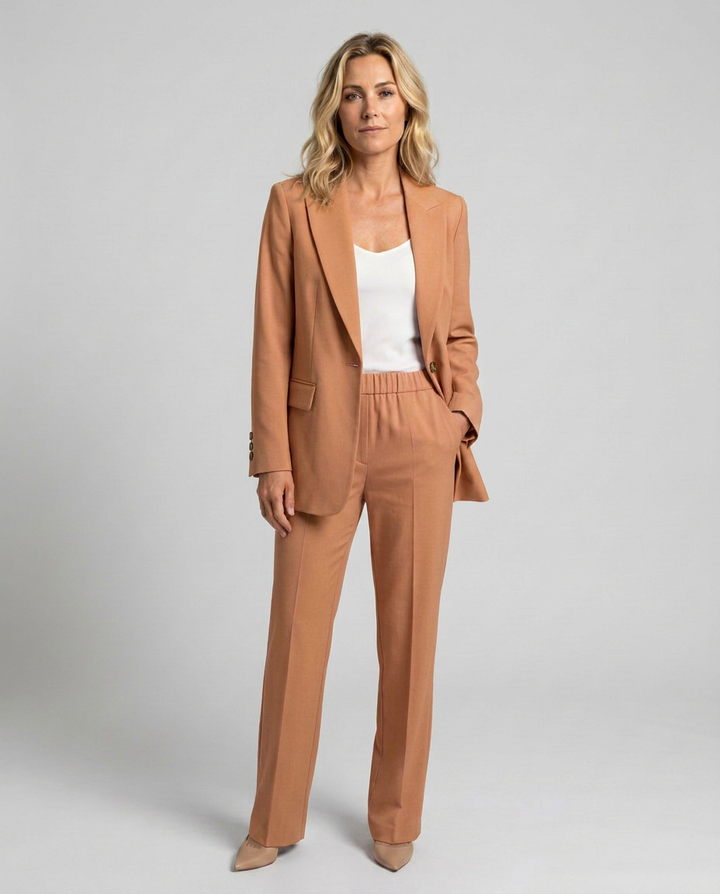 Elise | Blazer Set with Straight-Leg Trousers