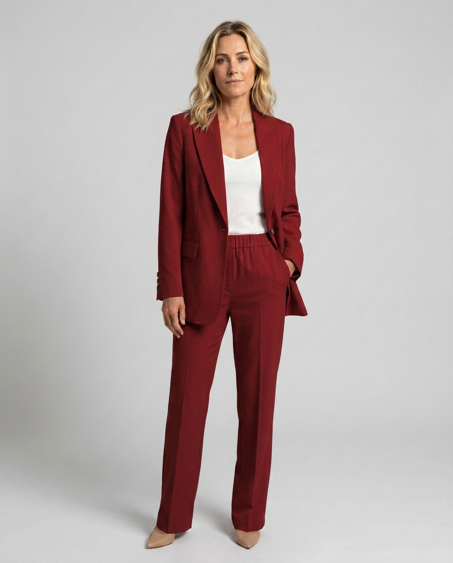 Elise | Blazer Set with Straight-Leg Trousers