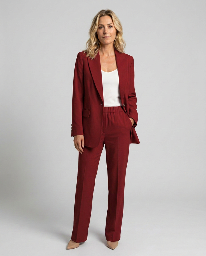 Elise | Blazer Set with Straight-Leg Trousers