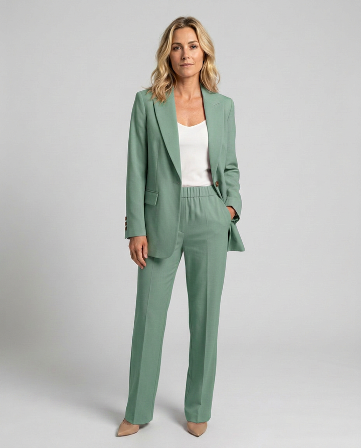 Elise | Blazer Set with Straight-Leg Trousers