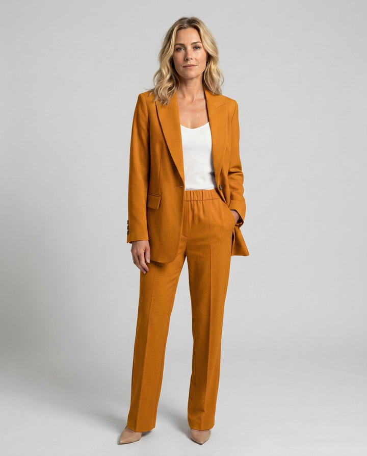 Elise | Blazer Set with Straight-Leg Trousers