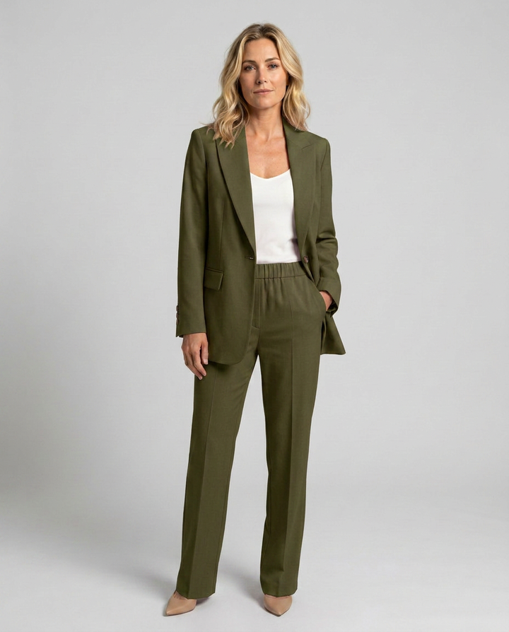 Elise | Blazer Set with Straight-Leg Trousers