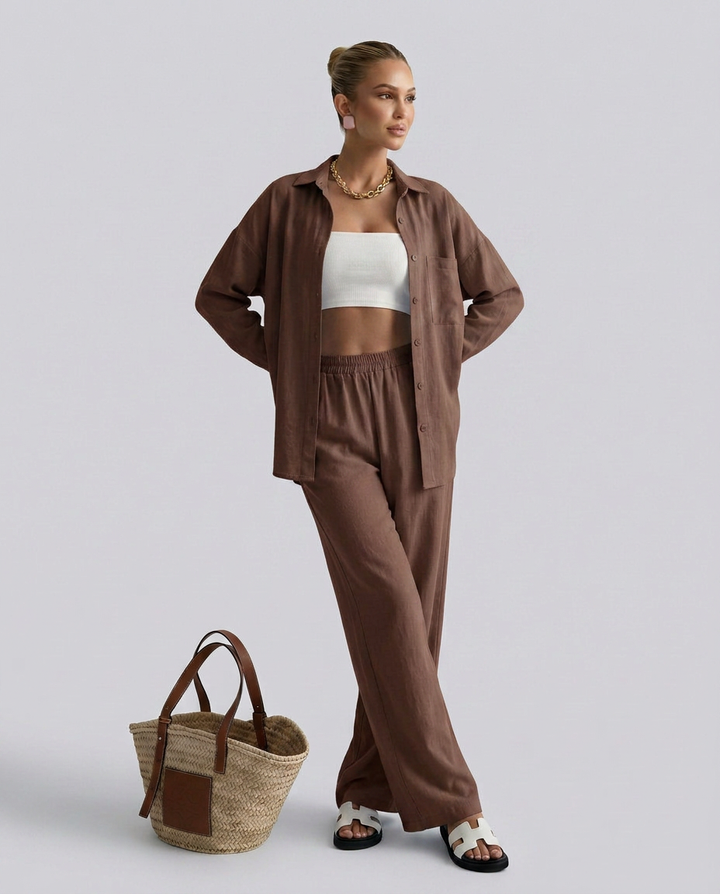 Polly | Two-Piece Set with Button Shirt