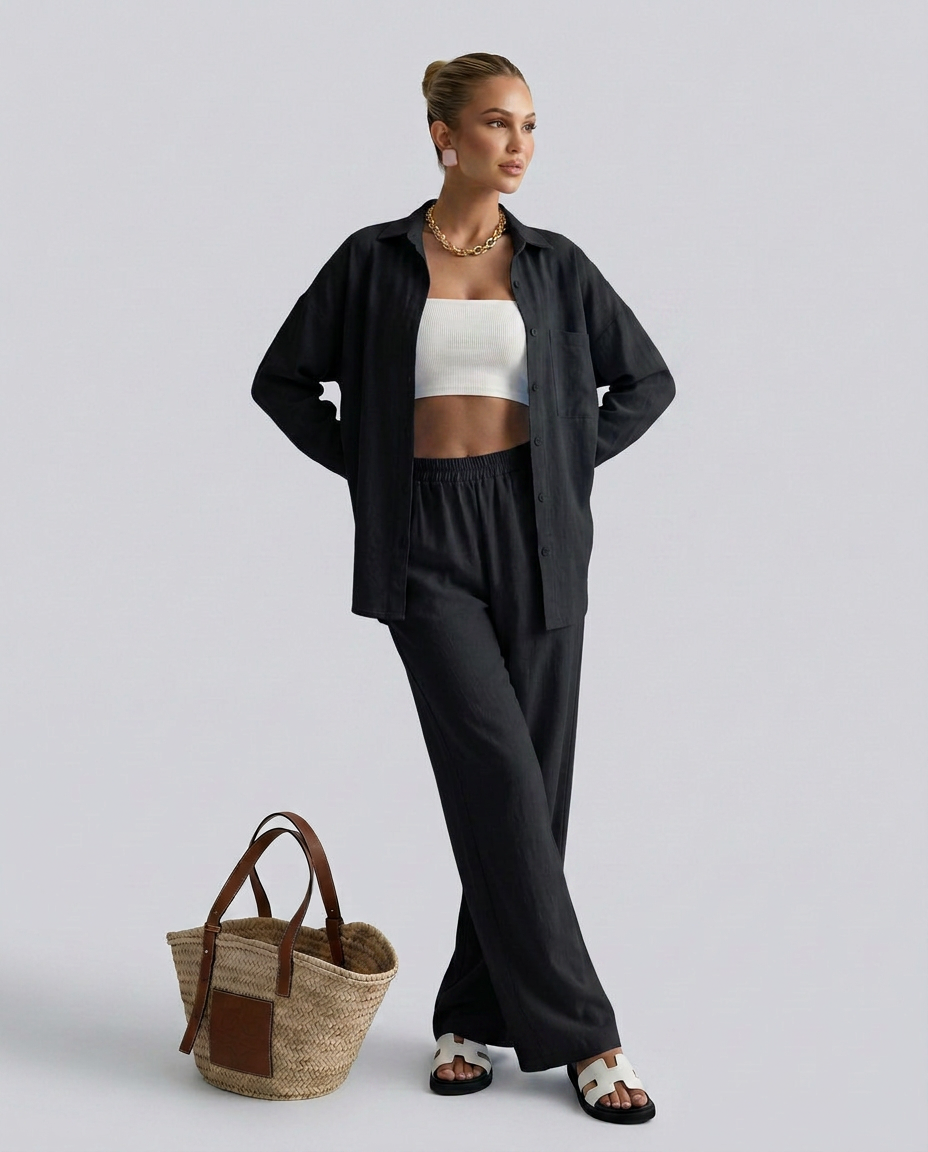 Polly | Two-Piece Set with Button Shirt
