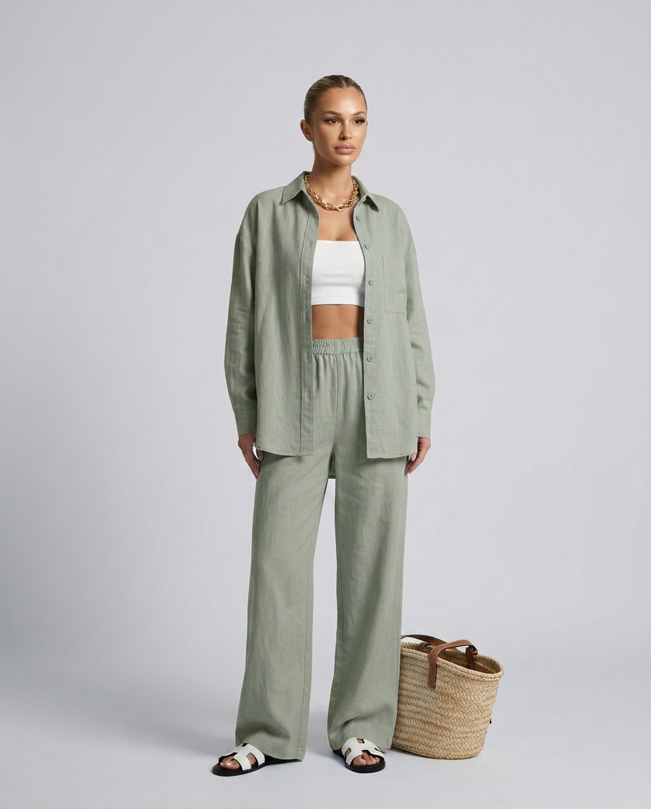 Polly | Two-Piece Set with Button Shirt