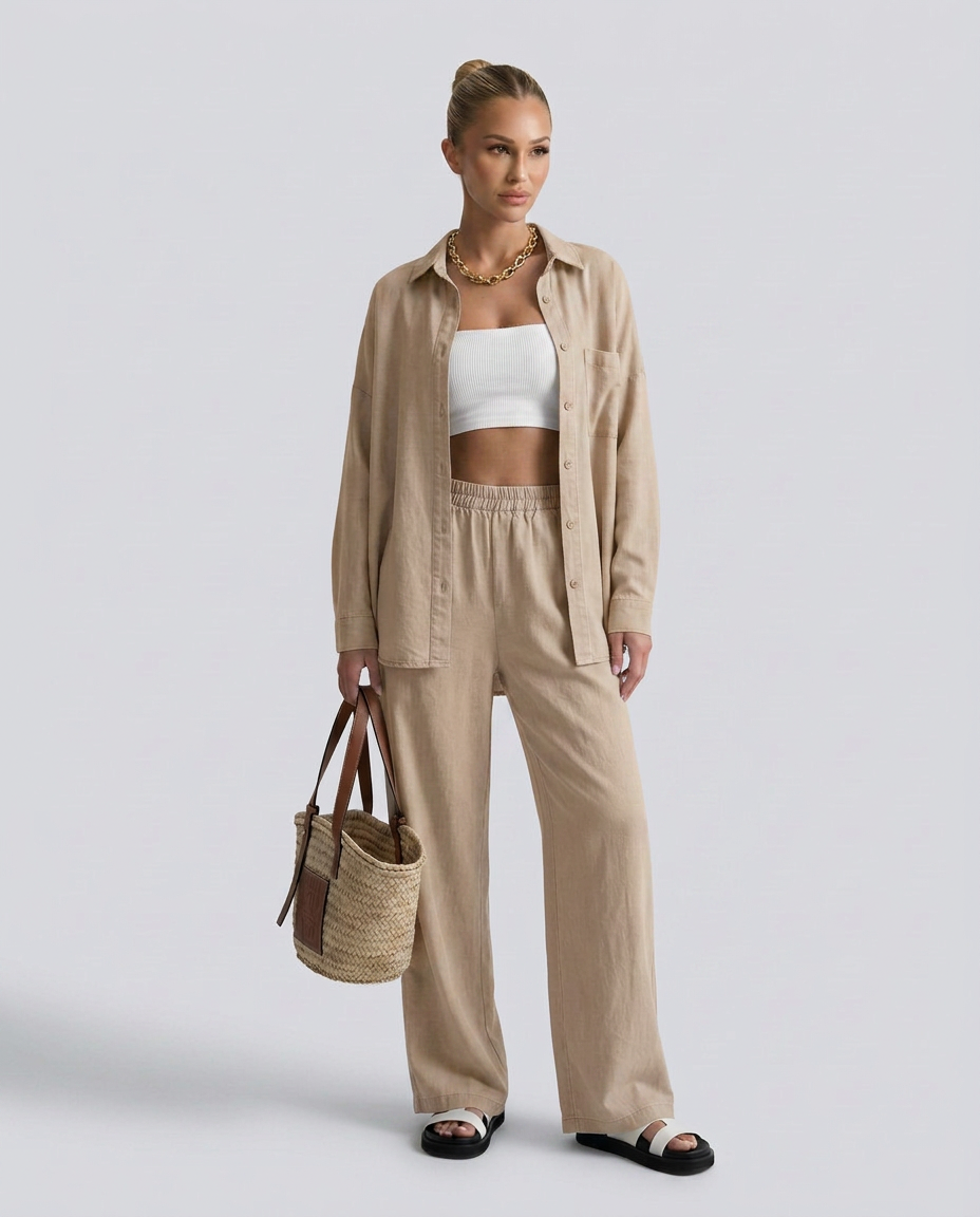 Polly | Two-Piece Set with Button Shirt
