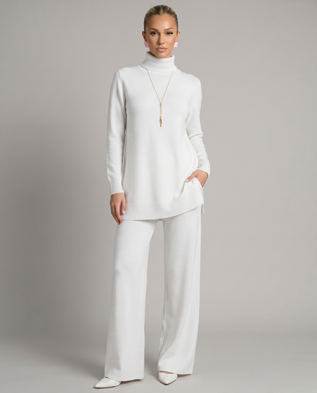 Harper | Knit Set with Wide-Leg Trousers