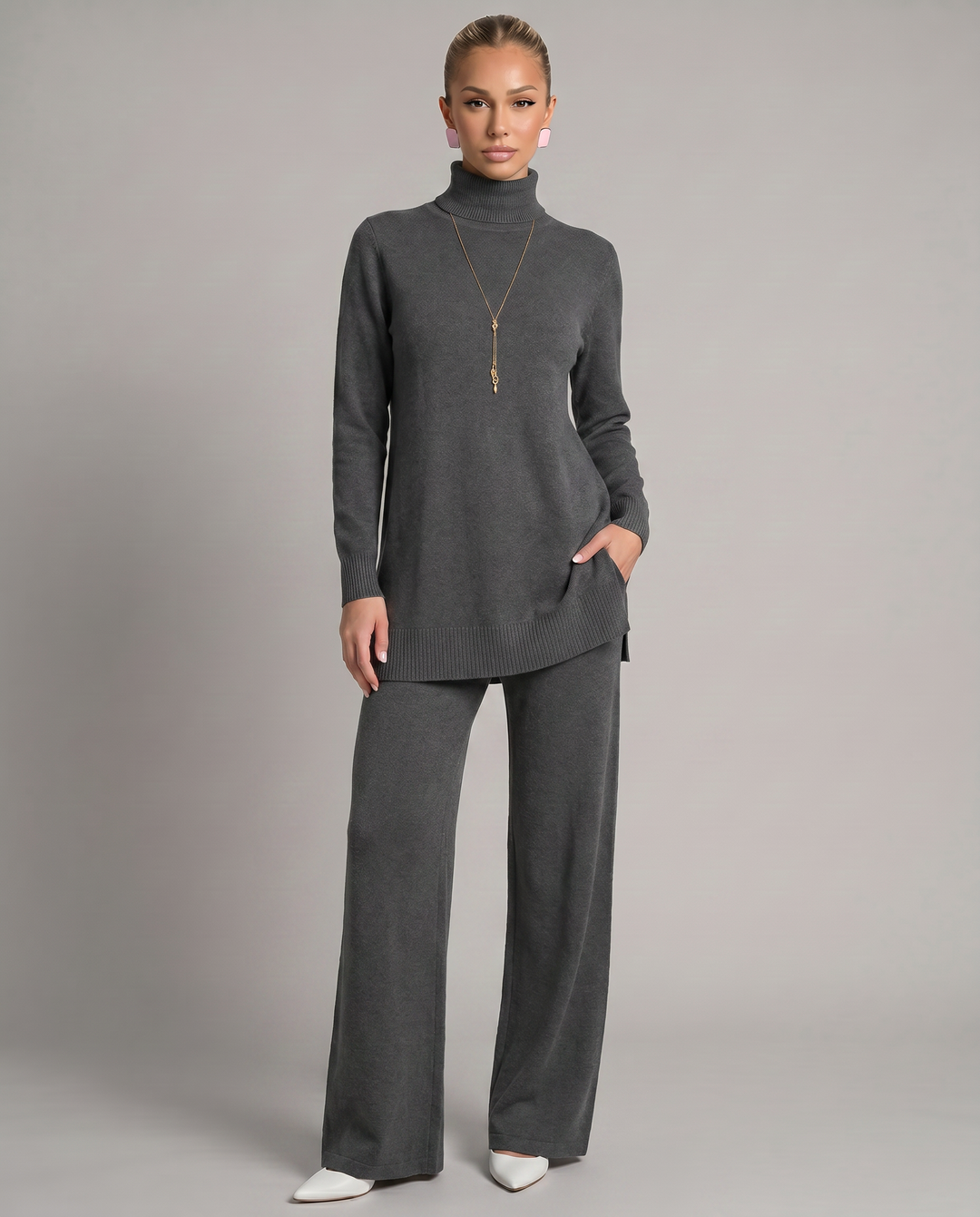 Harper | Knit Set with Wide-Leg Trousers