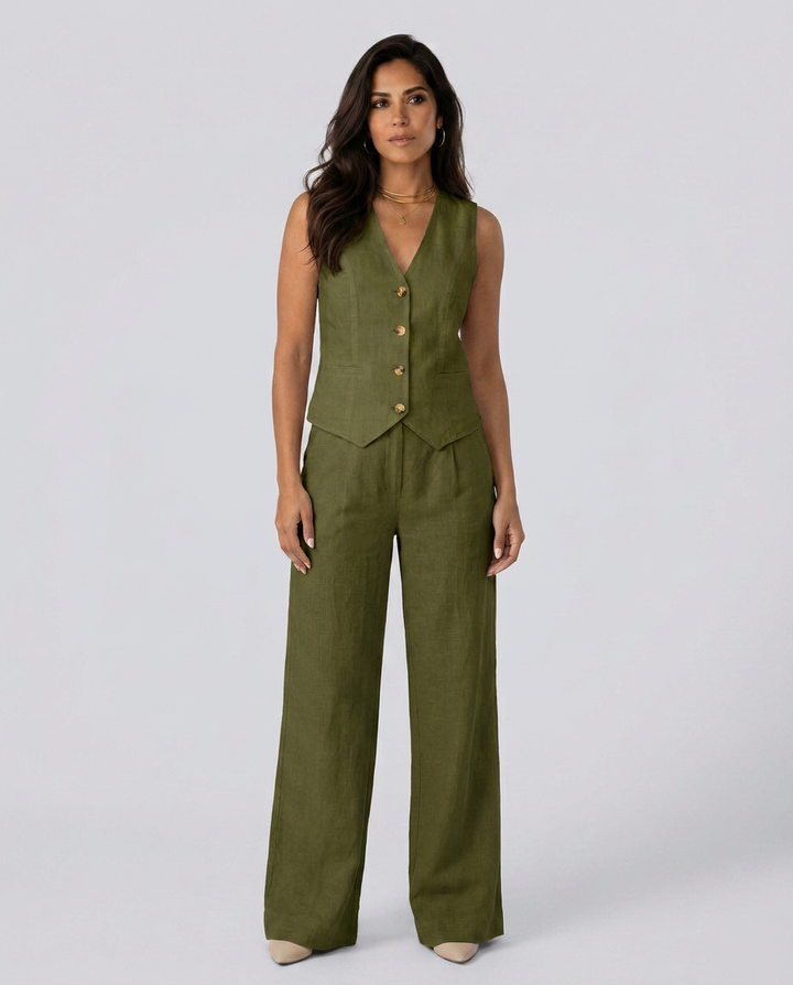 Shirley | Two-Piece Set with Waistcoat and Wide Trousers