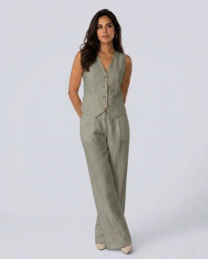 Shirley | Two-Piece Set with Waistcoat and Wide Trousers