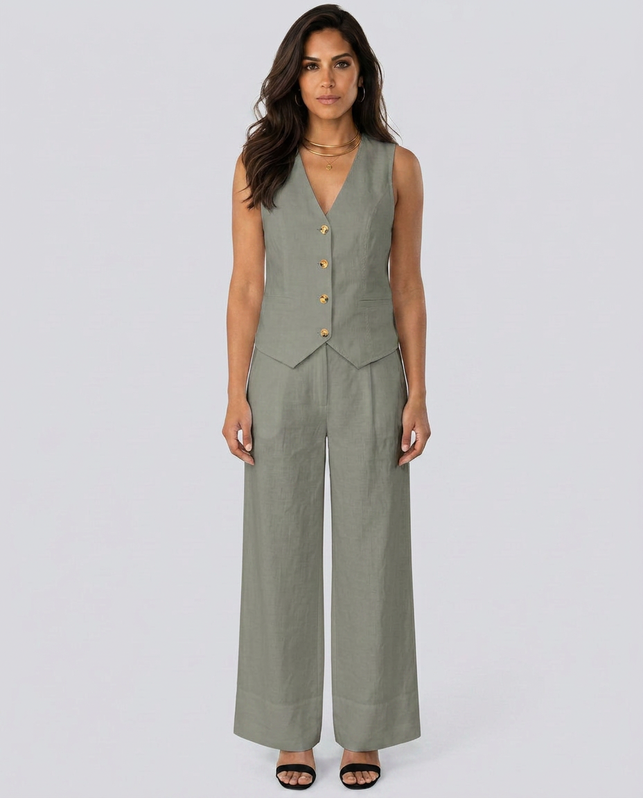 Shirley | Two-Piece Set with Waistcoat and Wide Trousers