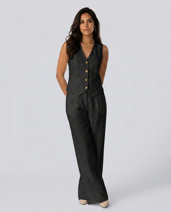 Shirley | Two-Piece Set with Waistcoat and Wide Trousers