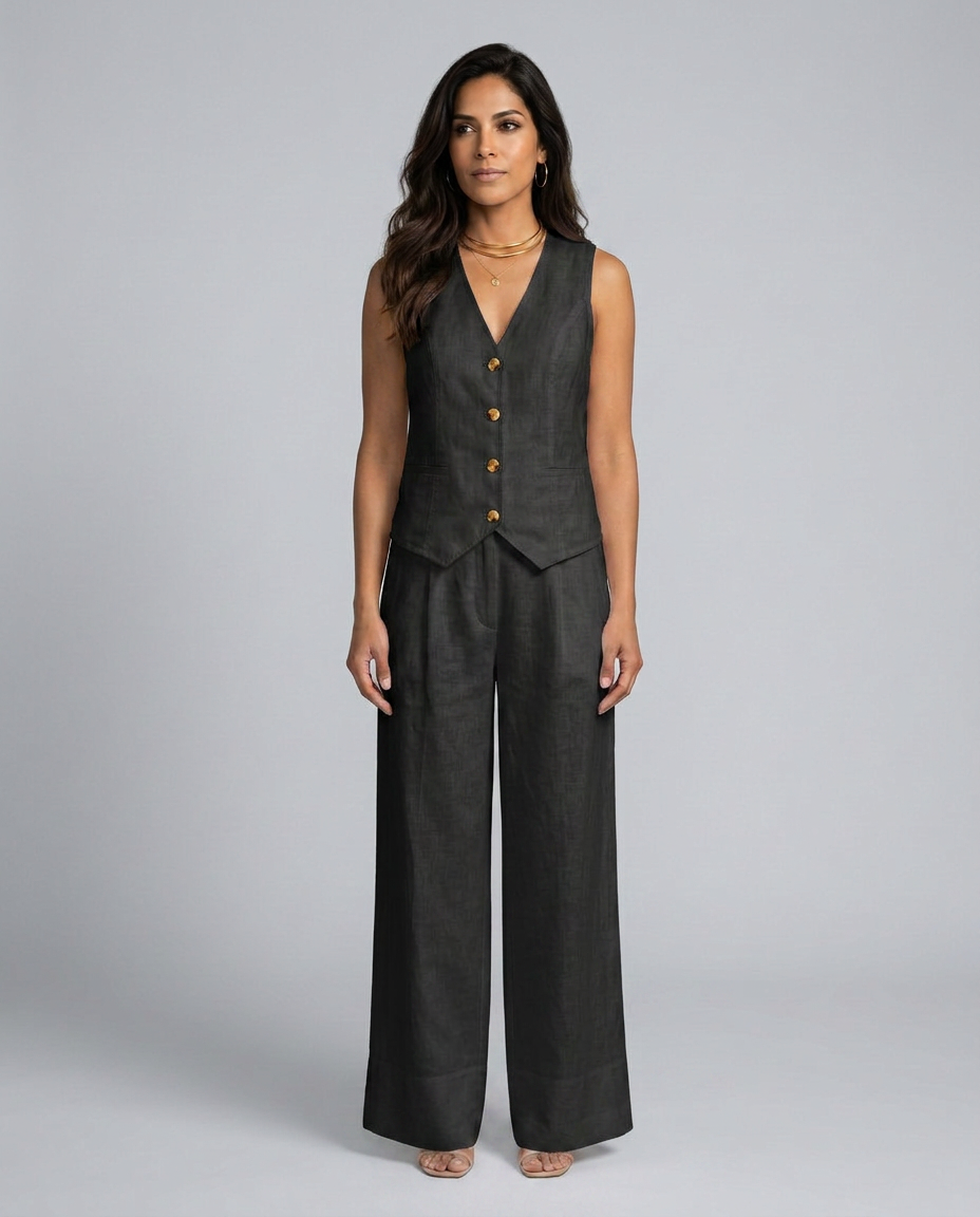 Shirley | Two-Piece Set with Waistcoat and Wide Trousers