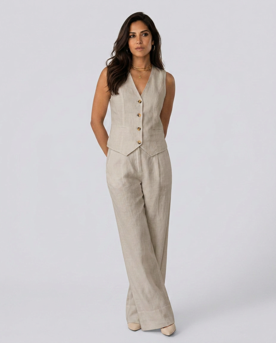 Shirley | Two-Piece Set with Waistcoat and Wide Trousers