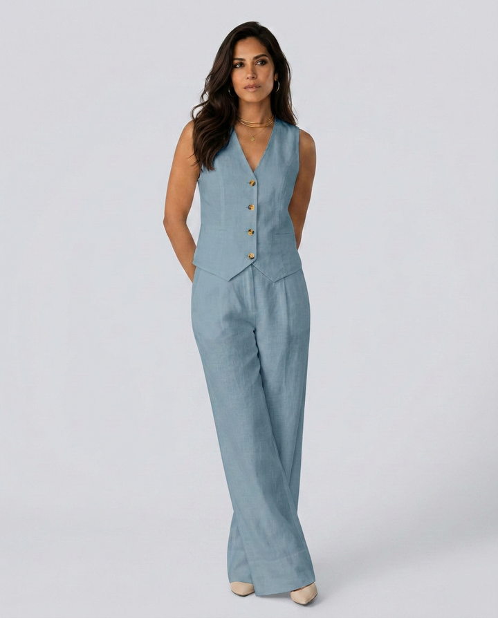 Shirley | Two-Piece Set with Waistcoat and Wide Trousers