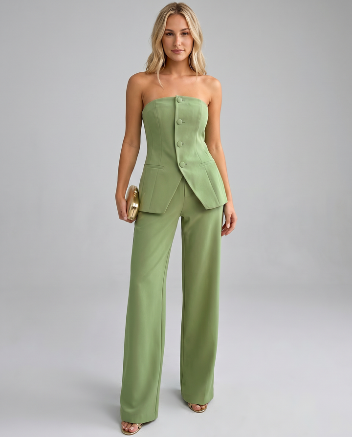 Wendy | Bustier Set with Wide-Leg Trousers