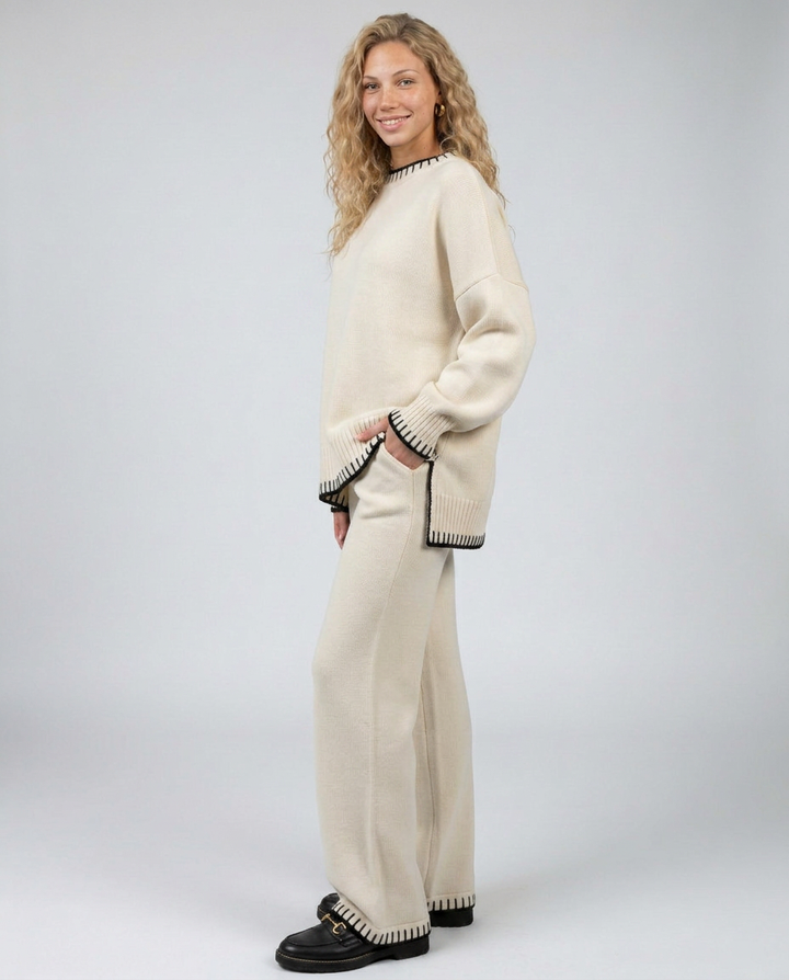 Minnie | Knit Lounge Set with Wide-Leg Trousers