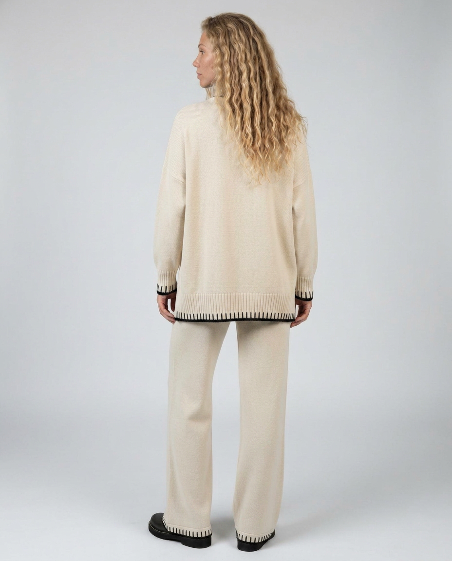 Minnie | Knit Lounge Set with Wide-Leg Trousers
