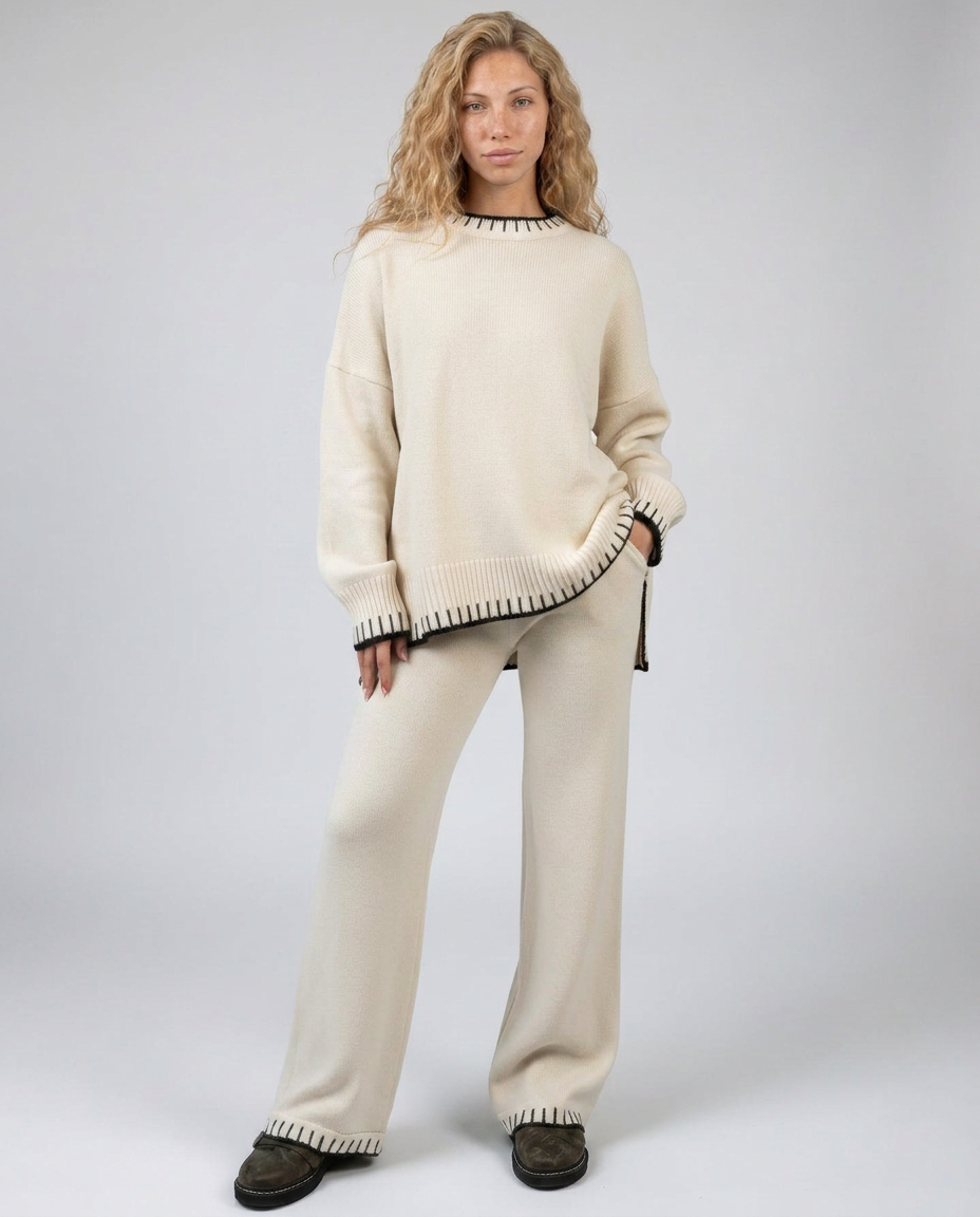 Minnie | Knit Lounge Set with Wide-Leg Trousers