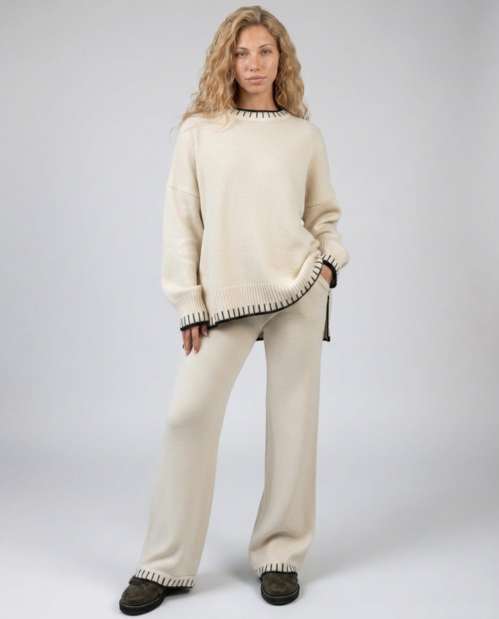 Minnie | Knit Lounge Set with Wide-Leg Trousers