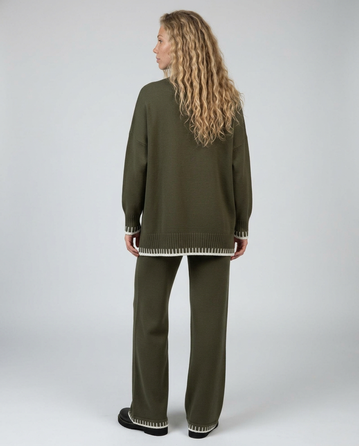 Minnie | Knit Lounge Set with Wide-Leg Trousers