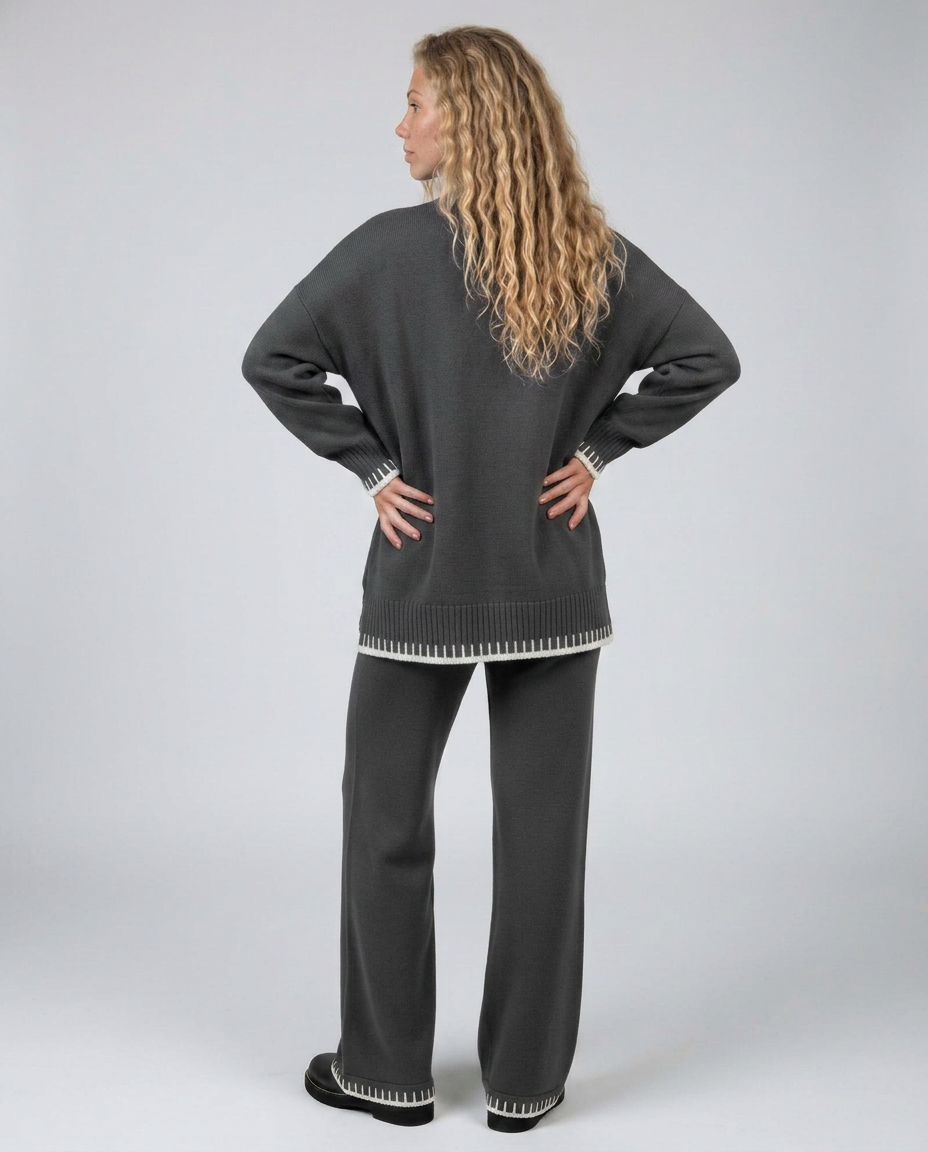 Minnie | Knit Lounge Set with Wide-Leg Trousers