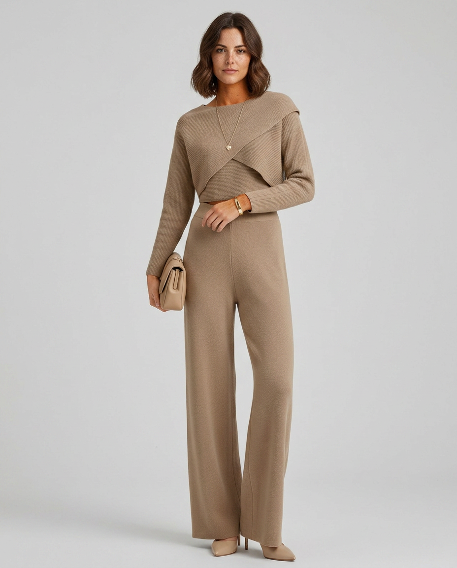 Sarah | Knit Set with Wide-Leg Trousers