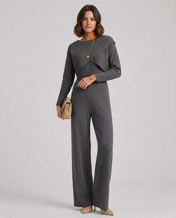 Sarah | Knit Set with Wide-Leg Trousers