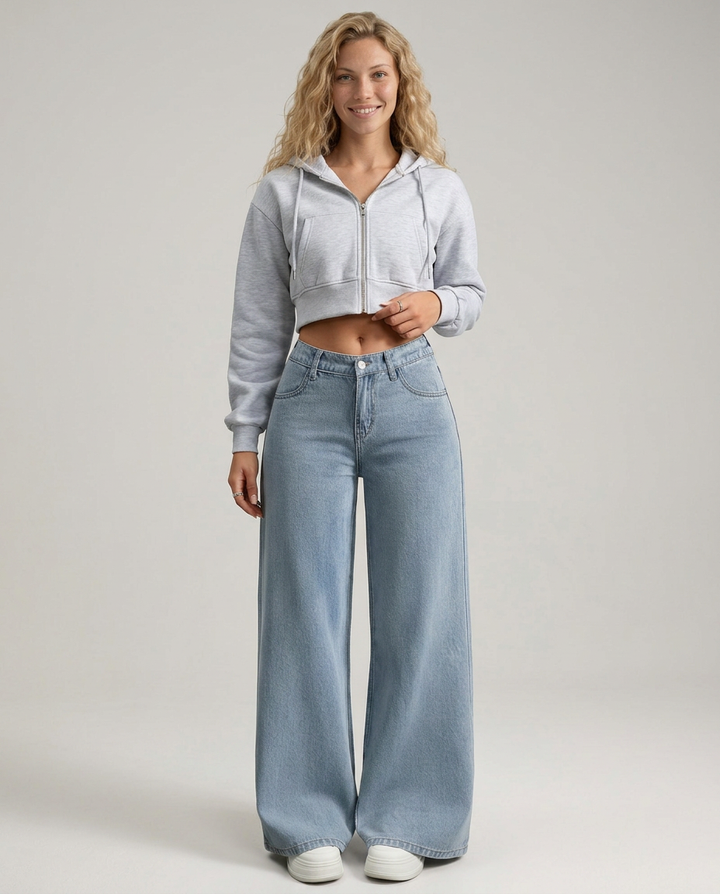 Tia | Wide-Leg Trousers with Button Fly